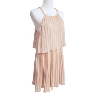 Peach Pleated Dress by Ark & Co. with Tie Back Closure and Beaded tassels Sz L